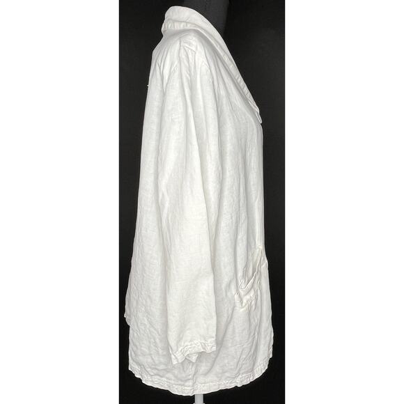 Eileen Fisher women's white Irish Linen lagenlook button blazer top pockets XL - Picture 3 of 10